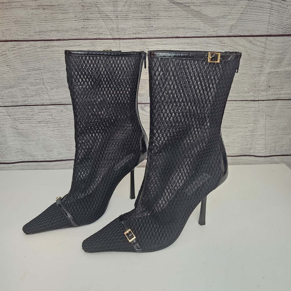Steve Madden Size 9.5 Ashlin Mesh Black Stiletto Heel Dress Boot NWOB $149